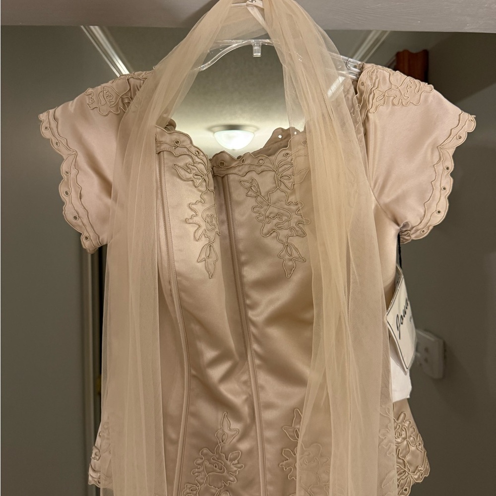 Jovani Cream Embroidered Gown